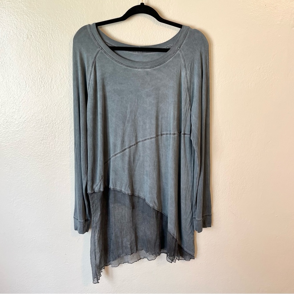 Soft Surroundings Gray Mixed‎ Media Silk Tunic Size L